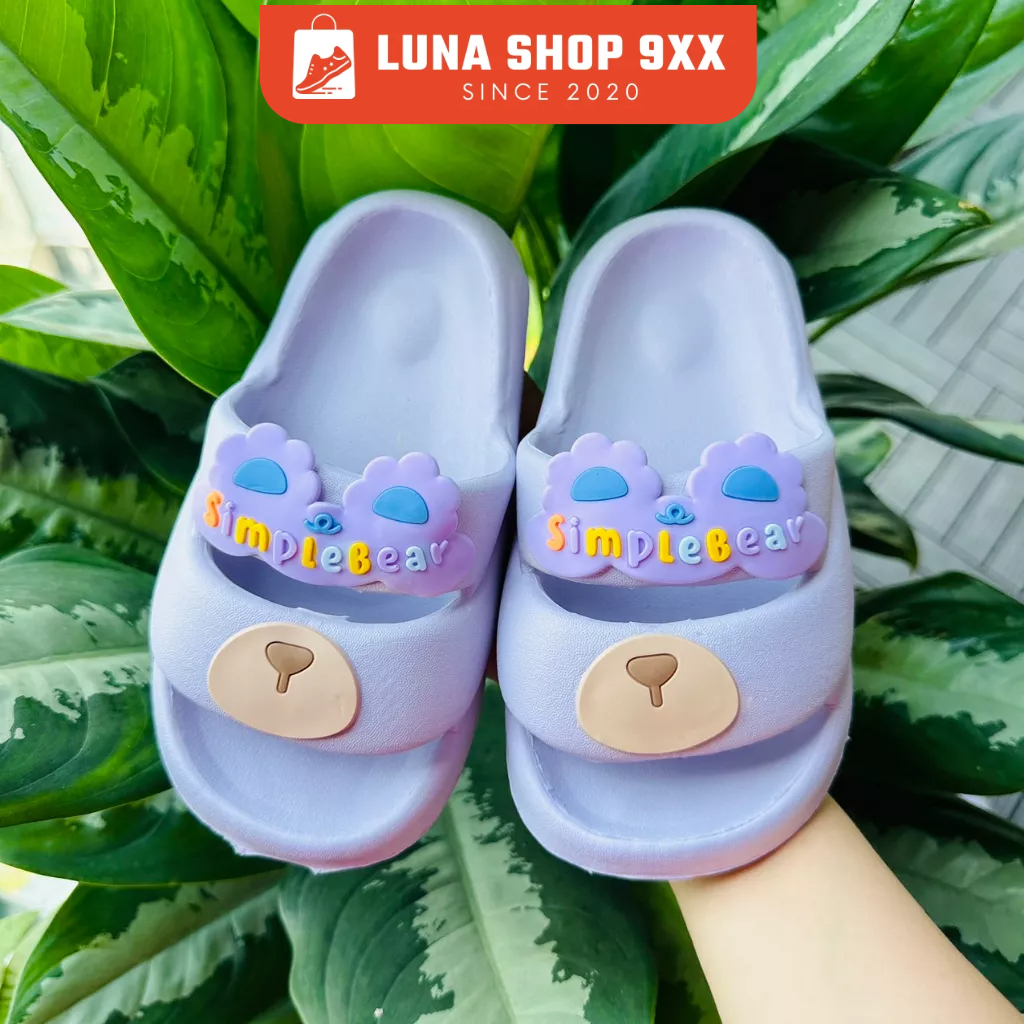 Dép Bánh Mì Nữ Quai Ngang Hình Mũi Gấu Siêu Cute Đúc Siêu Bền Kiểu Dáng Unisex Cho Mẹ Và Bé MS 6138