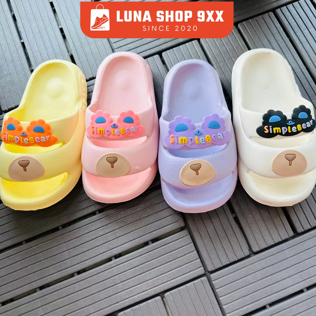 Dép Bánh Mì Nữ Quai Ngang Hình Mũi Gấu Siêu Cute Đúc Siêu Bền Kiểu Dáng Unisex Cho Mẹ Và Bé MS 6138