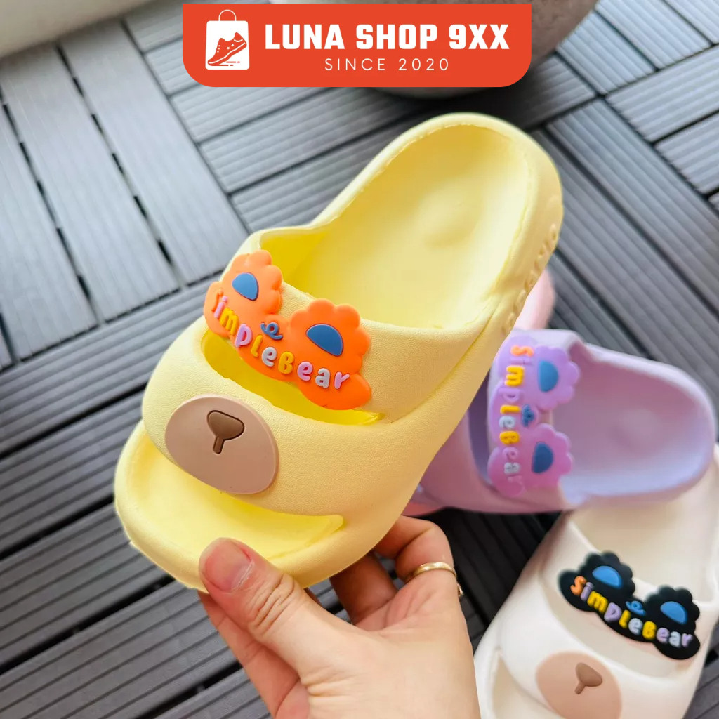 Dép Bánh Mì Nữ Quai Ngang Hình Mũi Gấu Siêu Cute Đúc Siêu Bền Kiểu Dáng Unisex Cho Mẹ Và Bé MS 6138