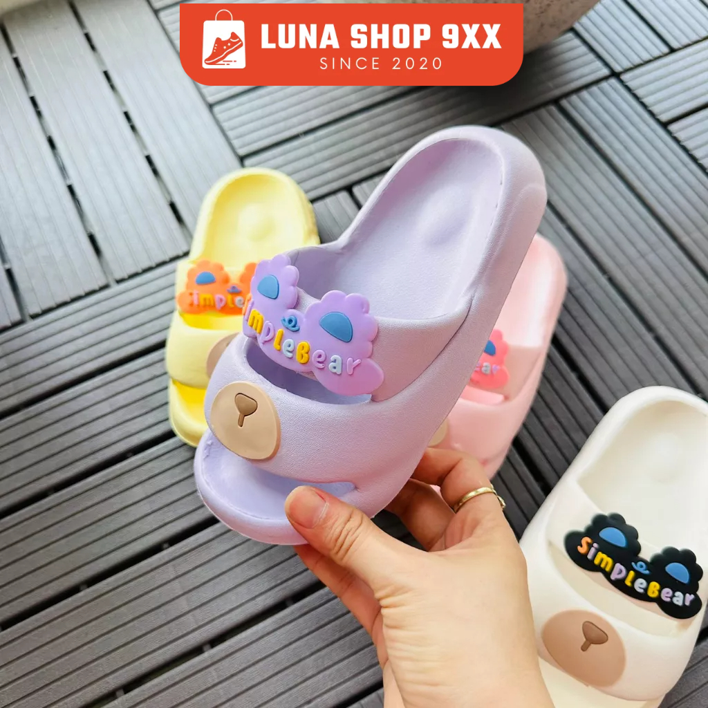 Dép Bánh Mì Nữ Quai Ngang Hình Mũi Gấu Siêu Cute Đúc Siêu Bền Kiểu Dáng Unisex Cho Mẹ Và Bé MS 6138