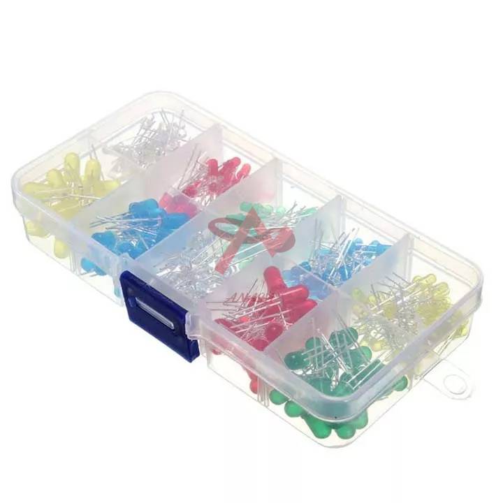 Hộp 200 Đèn Led Phi 3mm và 5mm Có 5 Màu (Mỗi màu 20 bóng)