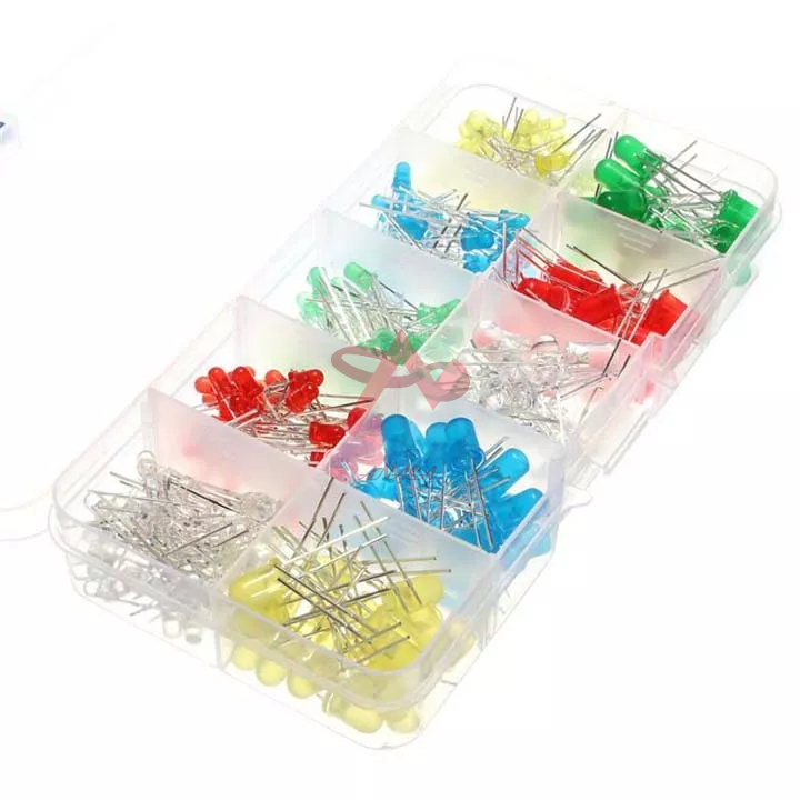 Hộp 200 Đèn Led Phi 3mm và 5mm Có 5 Màu (Mỗi màu 20 bóng)