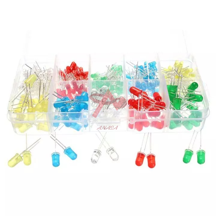 Hộp 200 Đèn Led Phi 3mm và 5mm Có 5 Màu (Mỗi màu 20 bóng)