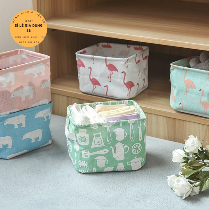 Giỏ Vải Vintage Đựng Đồ Dùng Cá Nhân, Đựng Mỹ Phẩm - Giỏ Văn Phòng Mini Để Bàn Xinh Xắn 2357 Sỉ Lẻ Gia Dụng