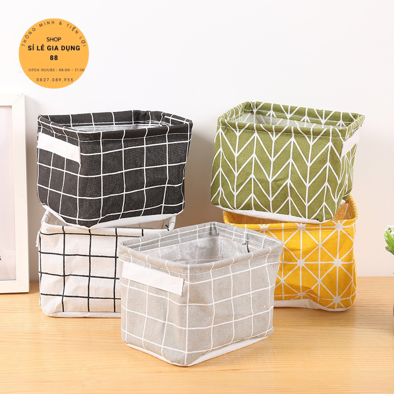 Giỏ Vải Vintage Đựng Đồ Dùng Cá Nhân, Đựng Mỹ Phẩm - Giỏ Văn Phòng Mini Để Bàn Xinh Xắn 2357 Sỉ Lẻ Gia Dụng
