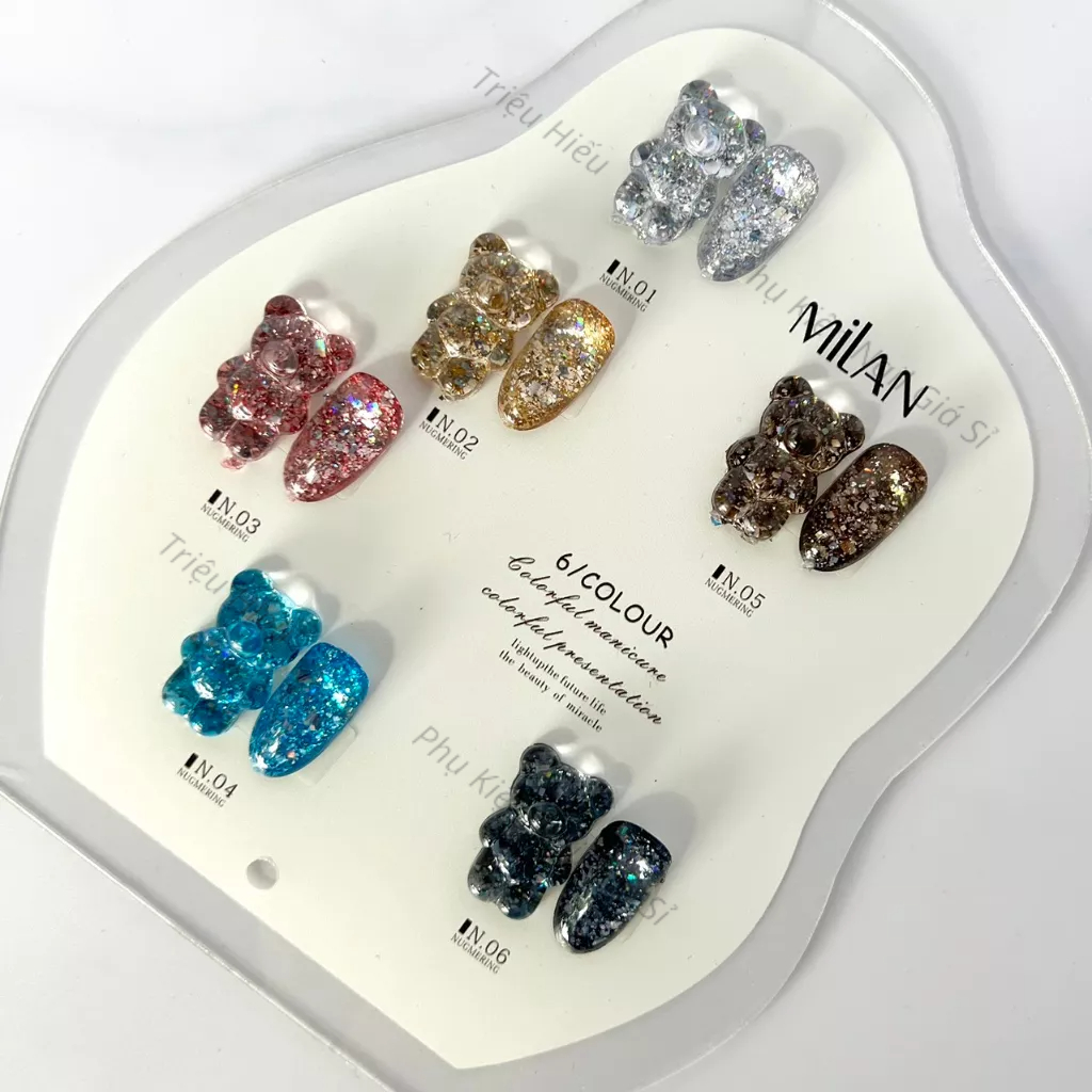 Sét sơn gel nhũ khổng tước 6 màu MILAN