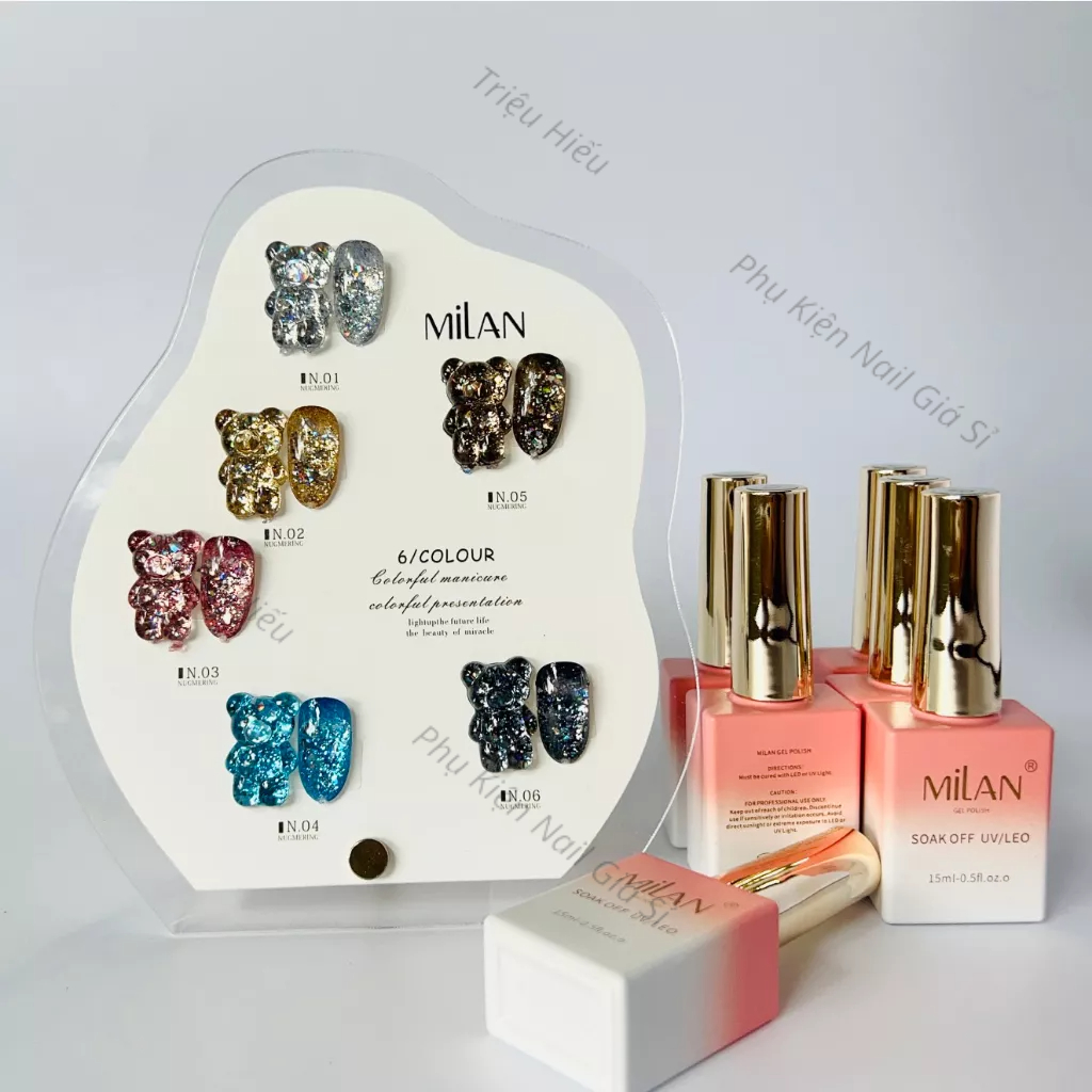 Sét sơn gel nhũ khổng tước 6 màu MILAN