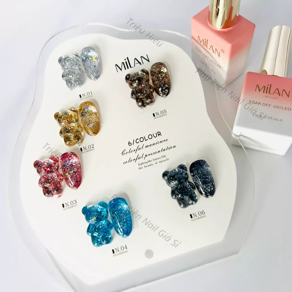 Sét sơn gel nhũ khổng tước 6 màu MILAN