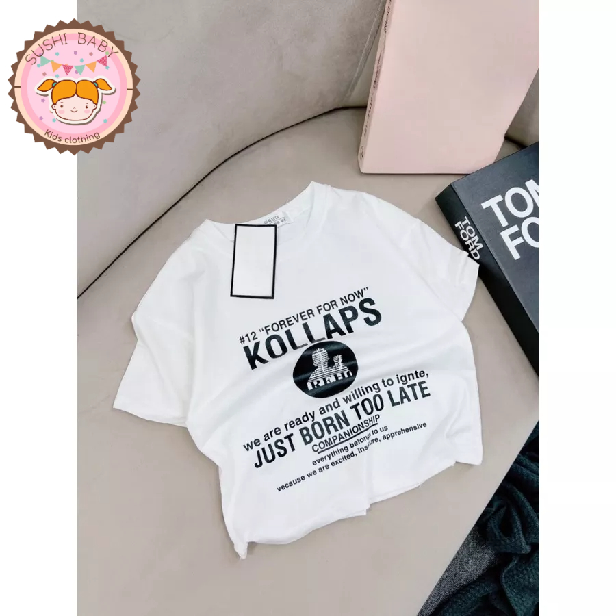 Set áo thun cotton form rộng phối chân váy kim sa sang chảnh cho bé gái diện hè, đi du lịch, đi chơi