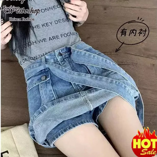 chân váy ngắn, chân váy jeans chữ A túi hộp + Đai hàng đẹp L1 dáng fashion siêu đẹp 2023