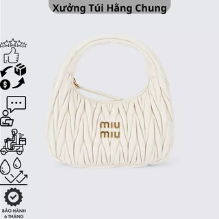 Túi xách Miu Miu vân nổi da mềm , Túi xách nữ kẹp nách miumiu kèm dây đeo chéo size 22 mẫu mới