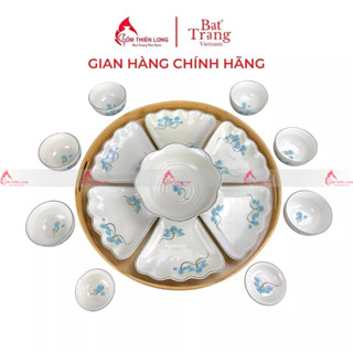  Bộ bát đĩa thắp hương hoa mặt trời gốm sứ Bát Tràng chính hãng Gốm Thiên Long 236222 
