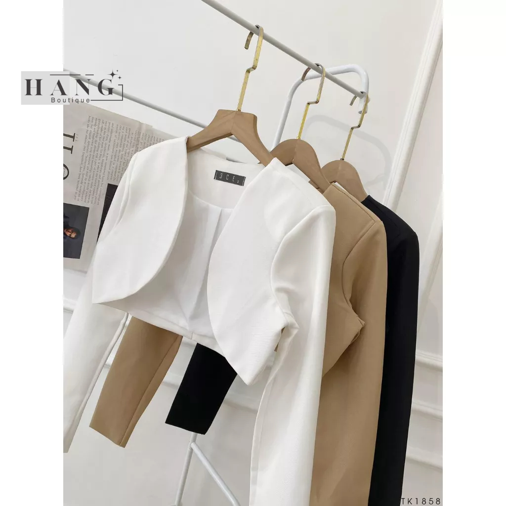 Áo Khoác Croptop Nữ Tay Dài Công Sở Thanh Lịch, Áo Khoác Blazer Lửng Dáng Ngắn | BigBuy360 - bigbuy360.vn