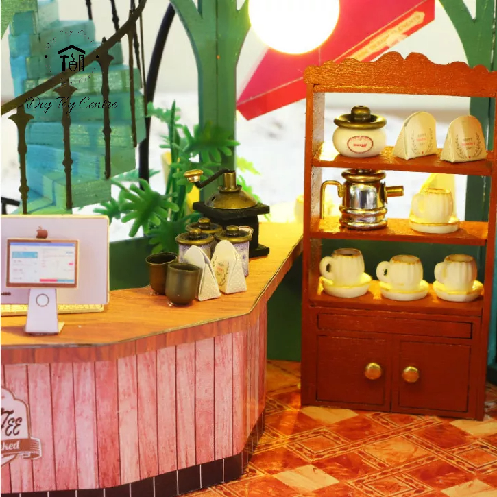 Đồ chơi mô hình DIY sáng tạo, đồ chơi mô hình nhà gỗ, nhà búp bê, shop búp bê tự lắp ghép thủ công trí tuệ Hoa và Cofee