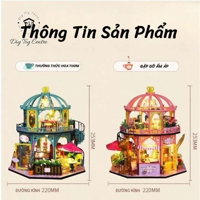 Đồ chơi mô hình DIY sáng tạo, đồ chơi mô hình nhà gỗ, nhà búp bê, shop búp bê tự lắp ghép thủ công trí tuệ Hoa và Cofee