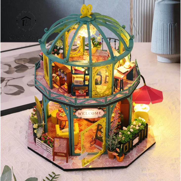 Đồ chơi mô hình DIY sáng tạo, đồ chơi mô hình nhà gỗ, nhà búp bê, shop búp bê tự lắp ghép thủ công trí tuệ Hoa và Cofee