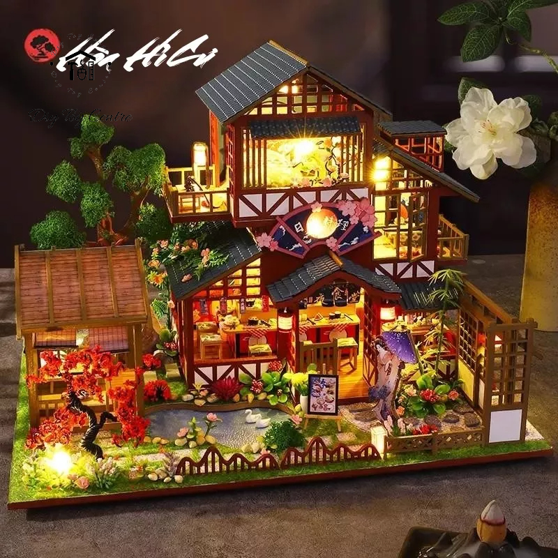 Mô hình đồ chơi sáng tạo DIY Nhà búp bê thủ công tự làm lấy bằng gỗ thiết kế phong cách kiến trúc Nhật Bản Hòa Hỉ Cư