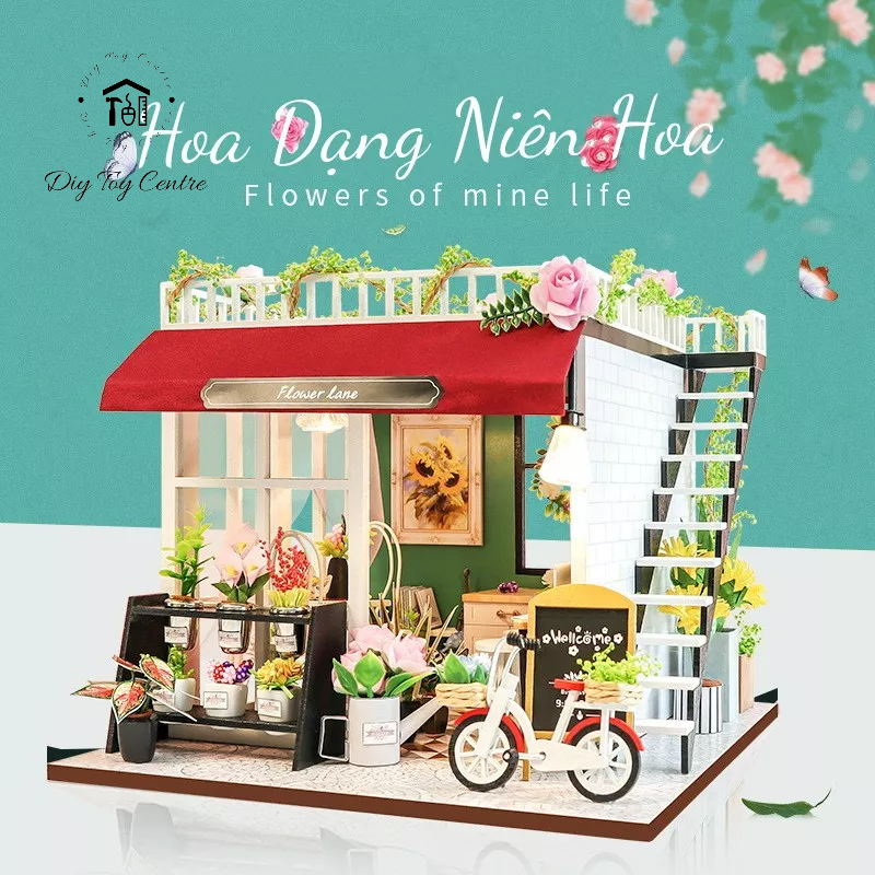 Đồ chơi mô hình DIY sáng tạo tốt cho trí não, mô hình nhà búp bê, phòng búp bê tự làm lấy bằng gỗ Hoa Dạng Niên Hoa