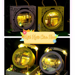 Quà tặng sinh nhật, giáng sinh, đồ trang trí, đồ chơi sáng tạo mô hình DIY lắp ghép nhà búp bê kiểu dáng hộp hoa tròn