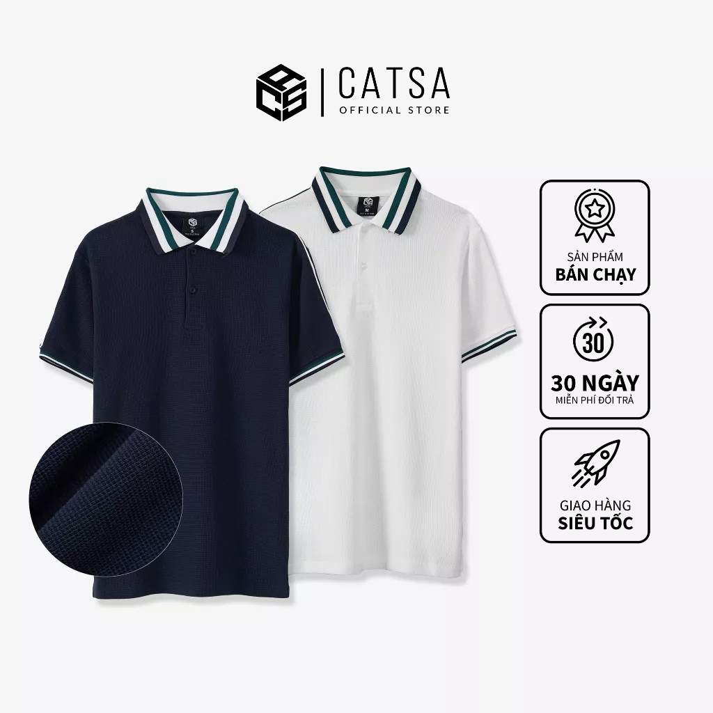 Áo thun POLO nam cổ bẻ vải cá sấu Cotton kháng khuẩn, chống nhăn, thoáng mát - CATSA ATP326 - 327