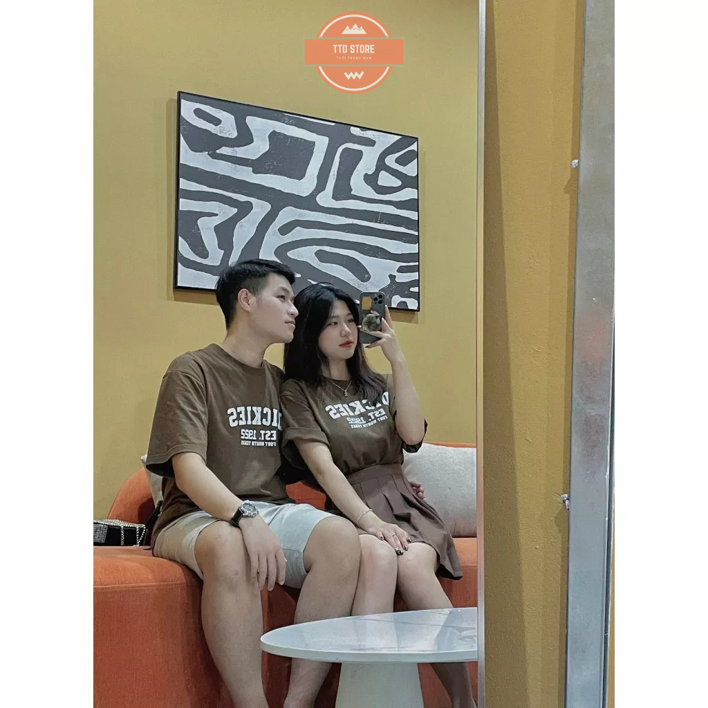 Áo thun unisex, áo thun nam nữ tay lỡ cổ tròn in chữ Dickies, áo đôi form oversize chất liệu cotton dày dặn cao cấp