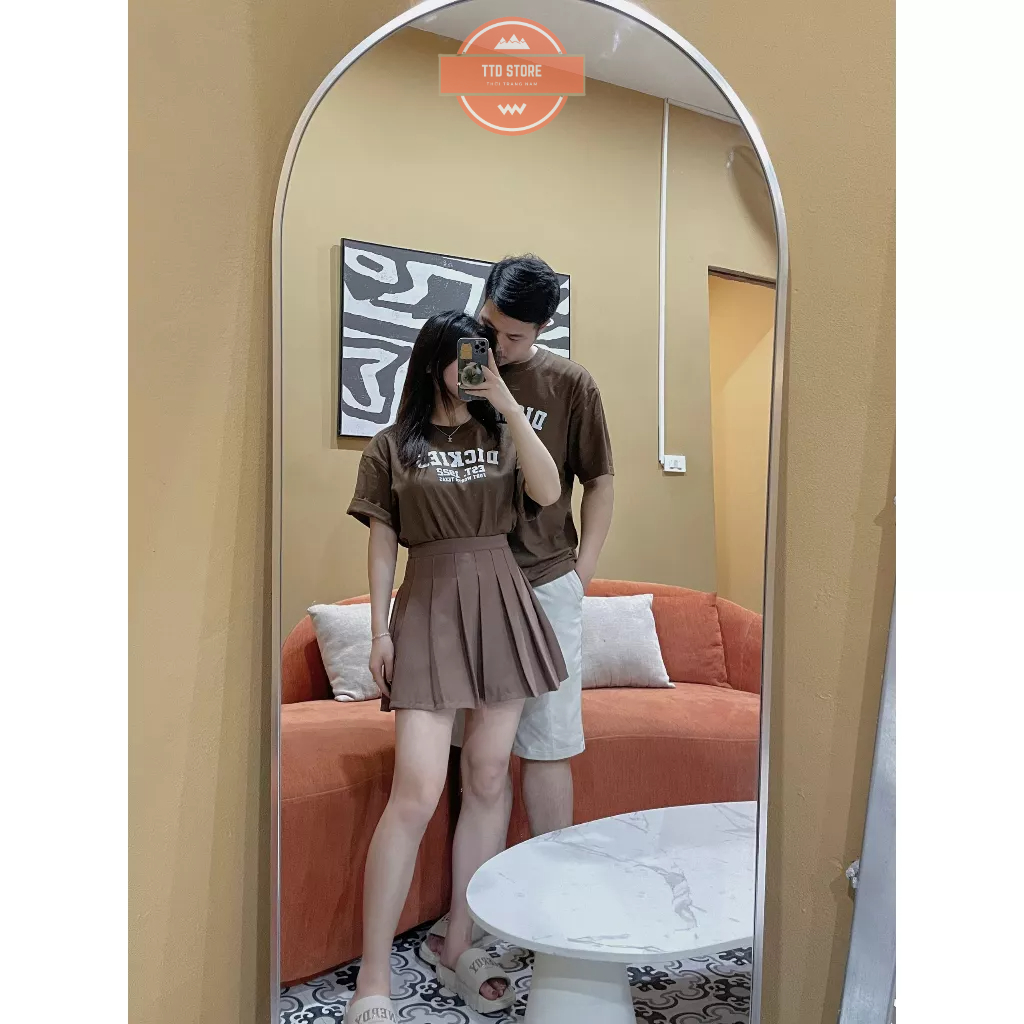 Áo thun unisex, áo thun nam nữ tay lỡ cổ tròn in chữ Dickies, áo đôi form oversize chất liệu cotton dày dặn cao cấp