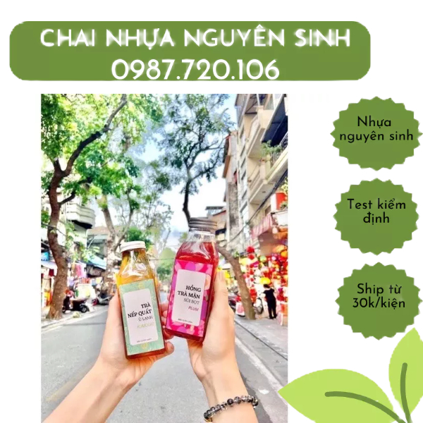 Chai vuông cổ rộng 330m kèm nắp và màng Seal chống tràn | BigBuy360 - bigbuy360.vn