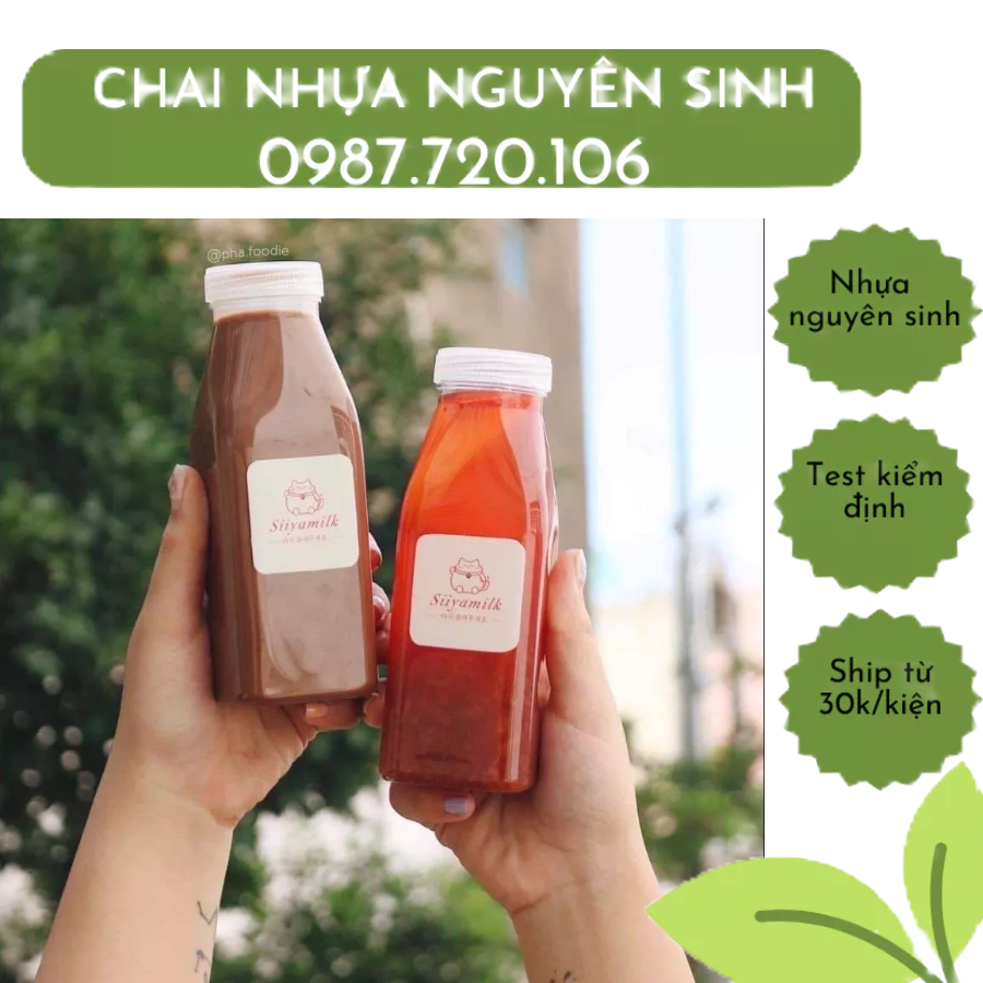 Chai vuông cổ rộng 330m kèm nắp và màng Seal chống tràn | BigBuy360 - bigbuy360.vn