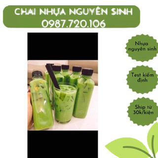(Hoả Tốc HN) Chai nhựa pet nguyên sinh 330ml kèm nắp, chai dẹp, vuông tròn