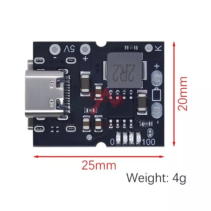 Mạch Sạc Pin Lithium Và Tăng Áp 5V 2A Cổng USB Type-C