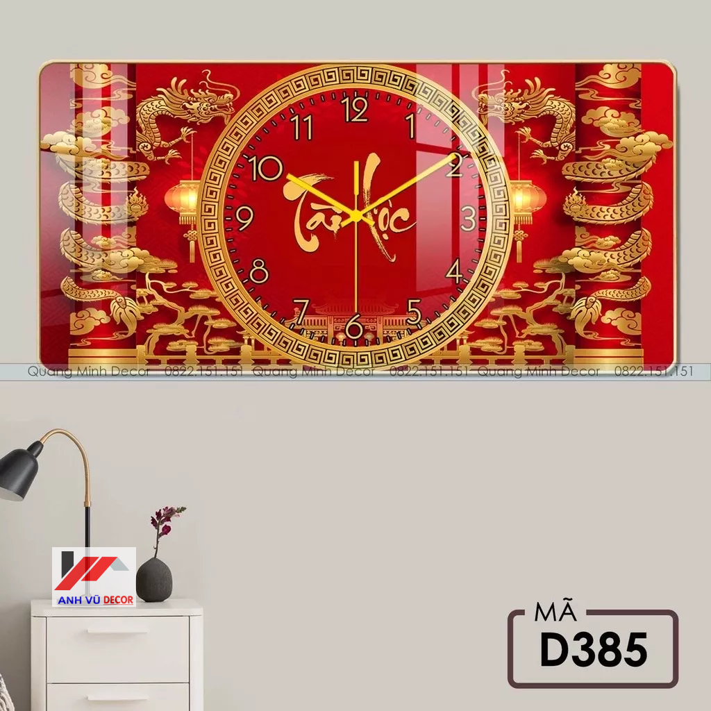 Đồng Hồ Tráng Gương Treo Tường "HƯƠU TUẦN LỘC" In UV 5D Cao Cấp, Trang Trí Nhà CỬa Làm Quà Tặng Tân Gia.Tặng Pin Và Đinh