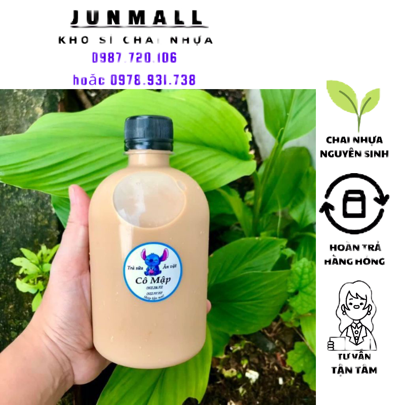 Chai nhựa hình trụ cao 500ml chai nhựa trà sữa nguyên sinh
