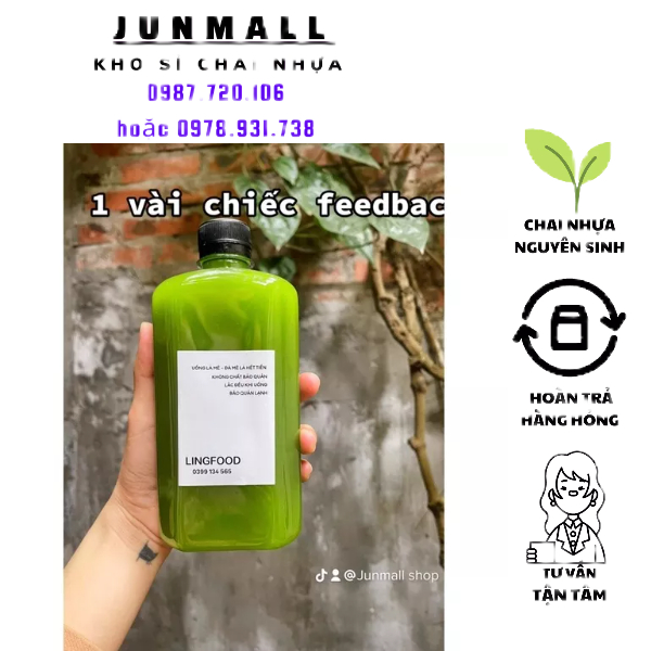 Chai dẹp 500ml hàng siêu dày loại 1 chai đựng trà sữa | BigBuy360 - bigbuy360.vn