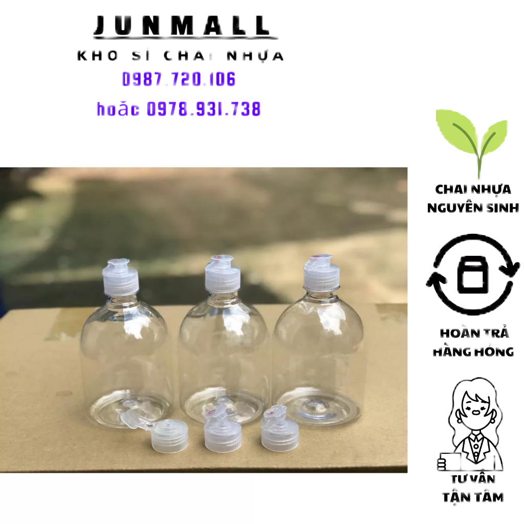 Chai nhựa nắp bật 500ml fi28 kèm nắp | BigBuy360 - bigbuy360.vn