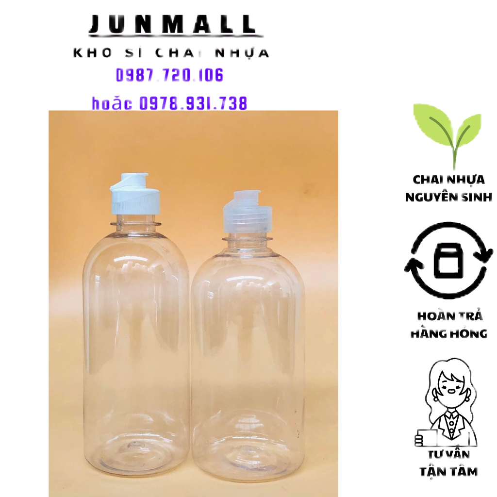 Chai nhựa nắp bật 500ml fi28 kèm nắp | BigBuy360 - bigbuy360.vn