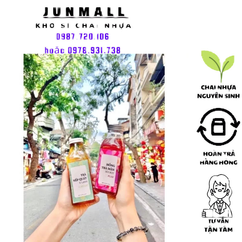 100 chai nhựa 330ml các loại kèm nắp