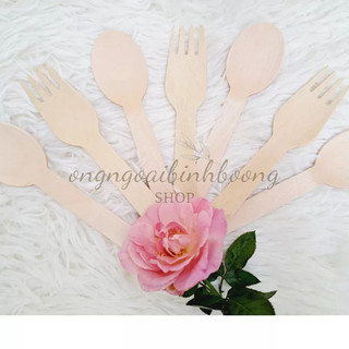 100 thìa gỗ, dĩa gỗ dùng 1 lần