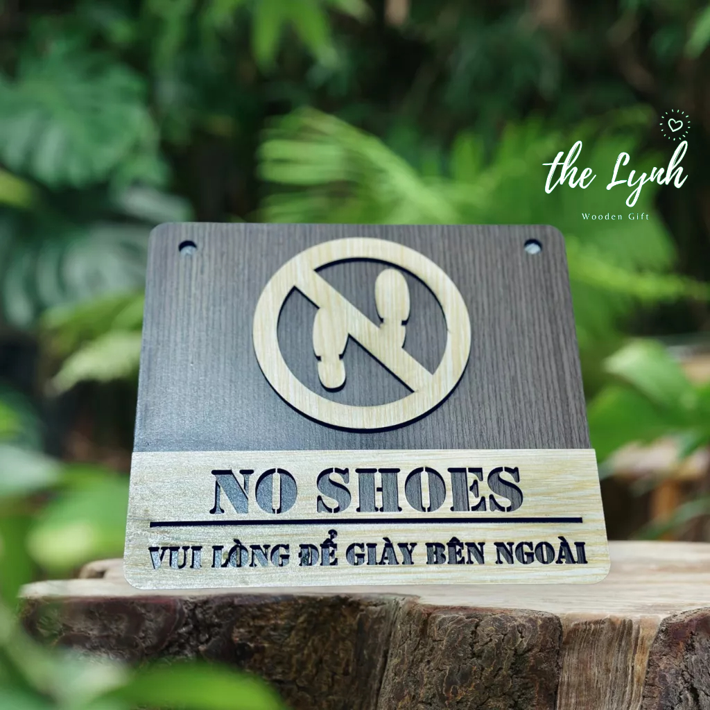 Bảng gỗ thông báo Không hút thuốc,không mang thức ăn vào,không dắt chó mèo-Tặng kèm móc treo