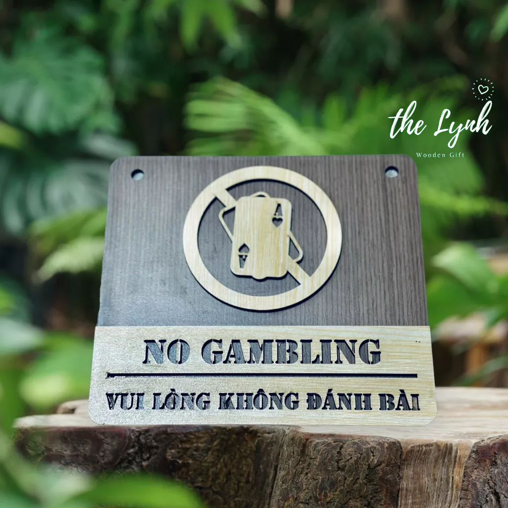 Bảng gỗ thông báo Không hút thuốc,không mang thức ăn vào,không dắt chó mèo-Tặng kèm móc treo