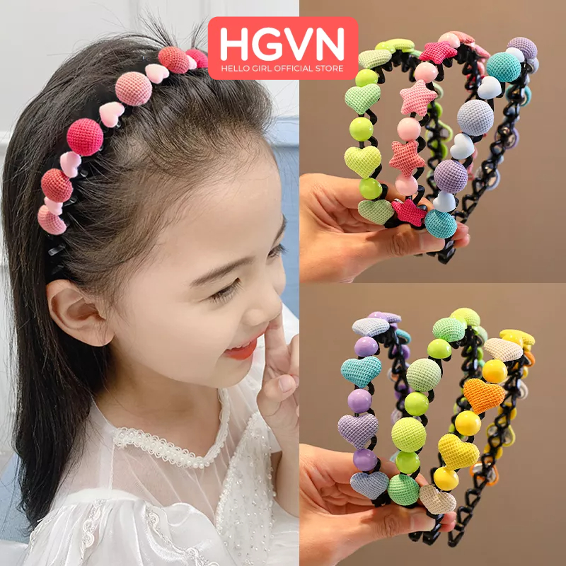 Bờm xược tóc nhựa dẻo đính charm HGVN màu pastel nhiều hình ngôi sao trái tim cho bé gái phong cách hàn quốc  #B51