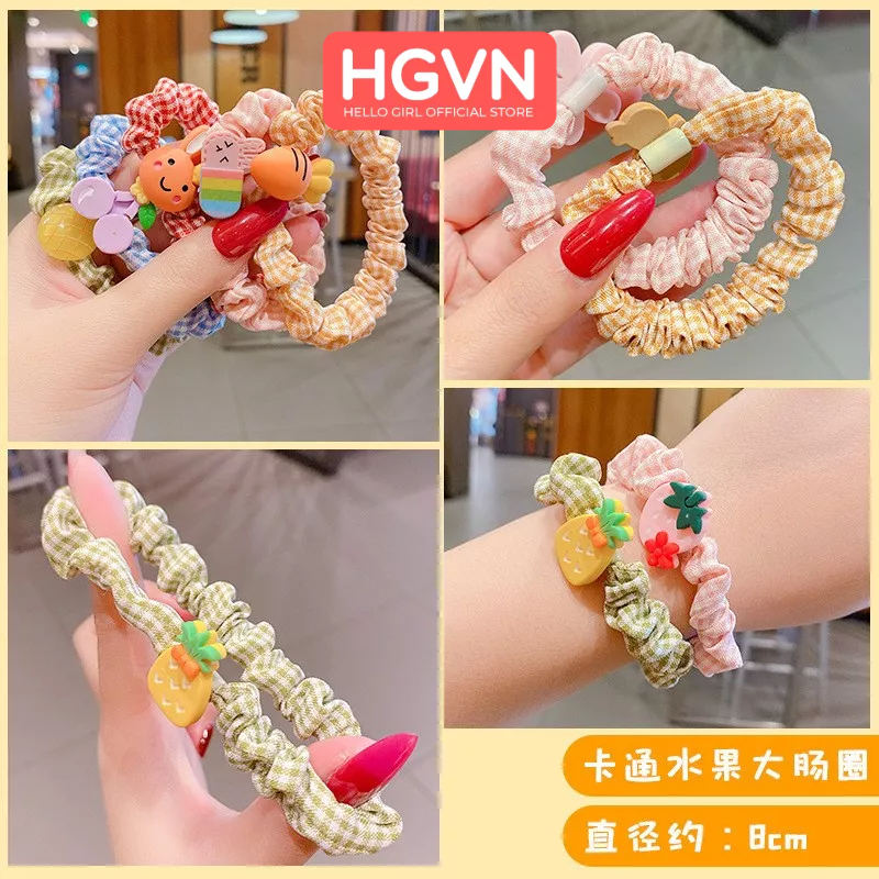 SET 10 Dây Chun Buộc Tóc HGVN Thun Cột Tóc Vải Co Dãn Đính Charm Hoạt Hình Cute Cho Bé Gái Phong Cách Hàn Quốc #A56