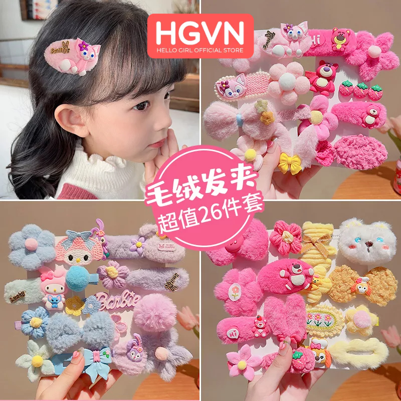 SET 8 Kẹp Tóc Mái Hồng Gấu Dâu Tây Dạng Bông HGVN Phong Cách Hàn Quốc Ngọt Ngào Dành Cho Bé Gái