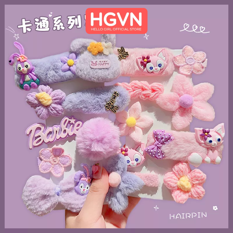 SET 8 Kẹp Tóc Mái Hồng Gấu Dâu Tây Dạng Bông HGVN Phong Cách Hàn Quốc Ngọt Ngào Dành Cho Bé Gái