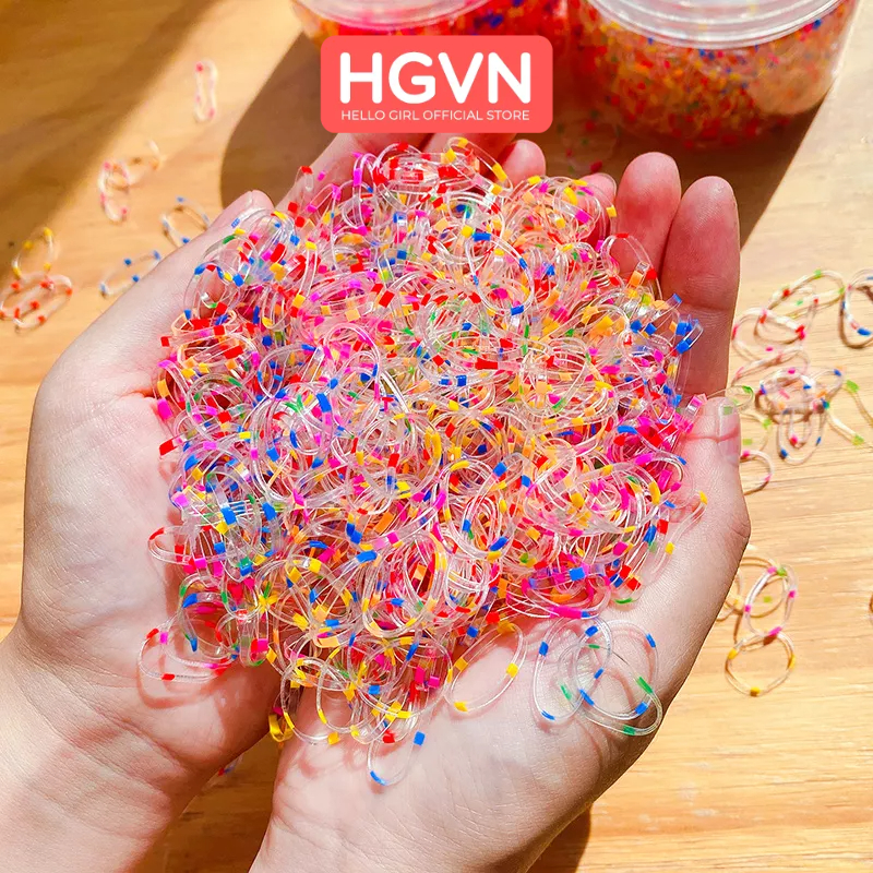 Hộp 1000 Chun Buộc Tóc HGVN Màu Khúc Trong Pastel Cao Cấp Siêu Dai Dùng 1 Lần Cho Bé Gái Phong Cách Ngọt Ngào #A37A