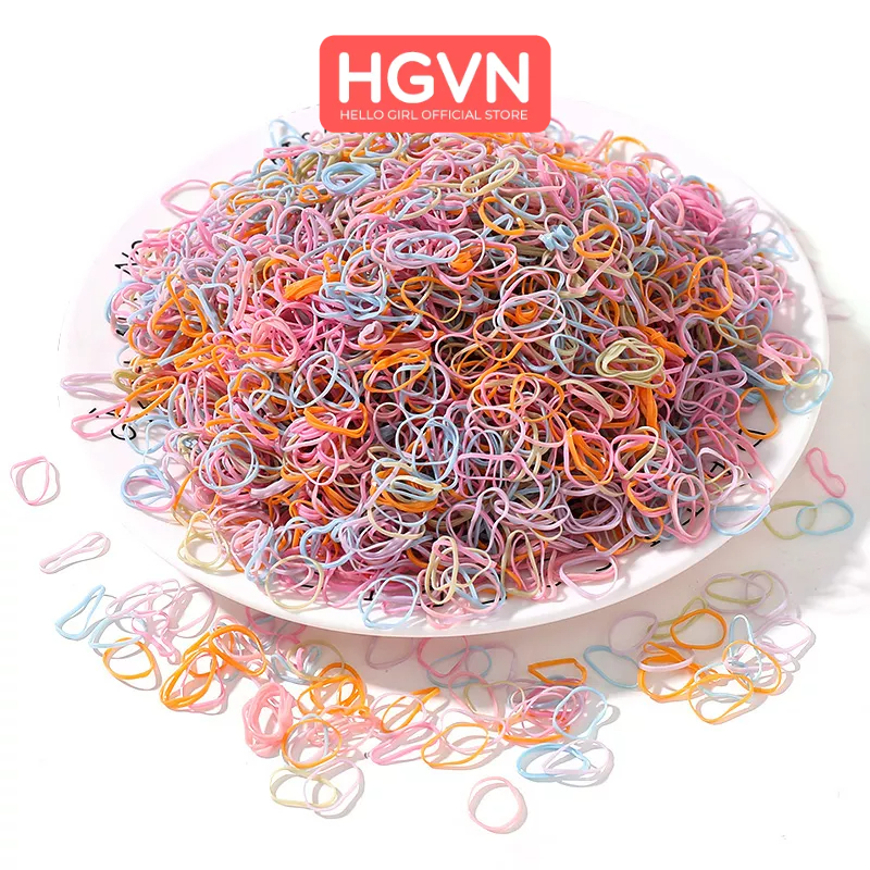Hộp 1000 Chun Buộc Tóc HGVN Màu Khúc Trong Pastel Cao Cấp Siêu Dai Dùng 1 Lần Cho Bé Gái Phong Cách Ngọt Ngào #A37A