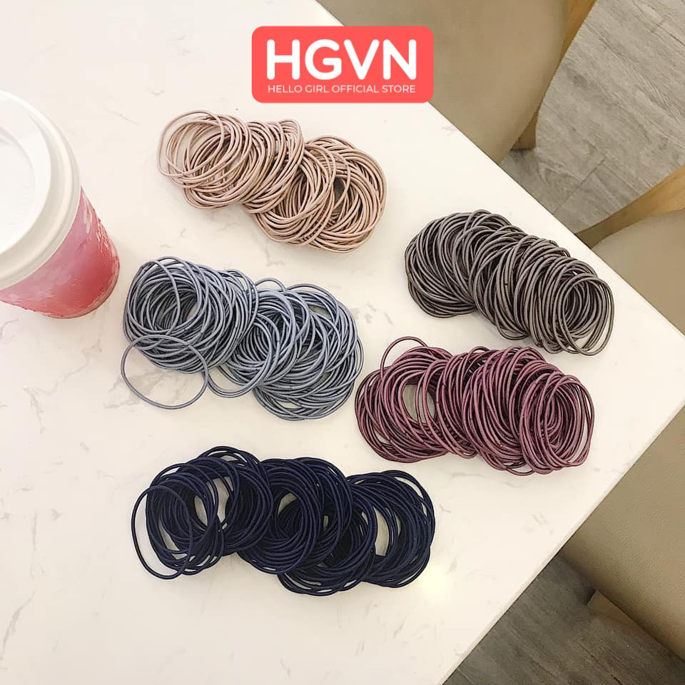 SET 100 Chun Buộc Tóc Mix Màu HGVN Kèm Túi Zip Sang Trọng #A17