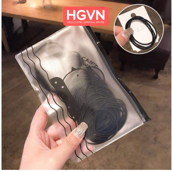 SET 100 Chun Buộc Tóc Mix Màu HGVN Kèm Túi Zip Sang Trọng #A17