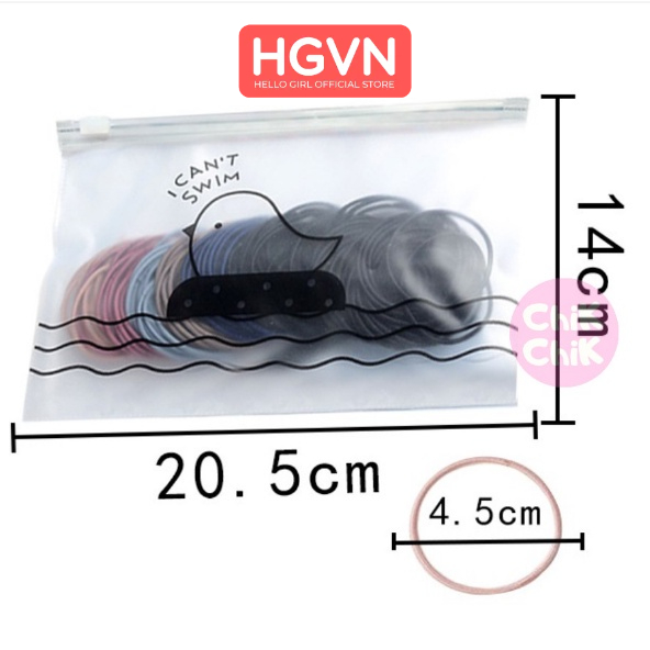 SET 100 Chun Buộc Tóc Mix Màu HGVN Kèm Túi Zip Sang Trọng #A17