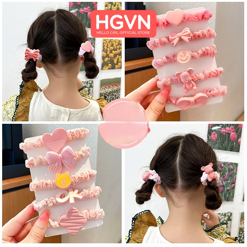 SET 5 Dây Buộc Tóc HGVN Charm Siêu To Đáng Yêu Cho Bé