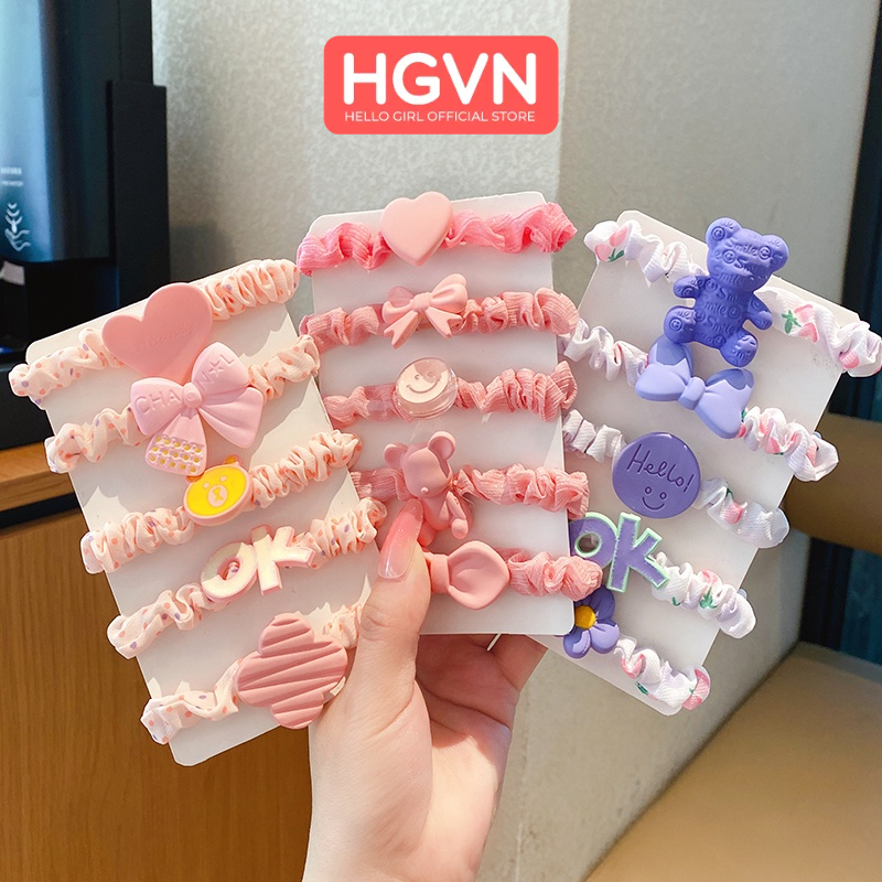 SET 5 Dây Buộc Tóc HGVN Charm Siêu To Đáng Yêu Cho Bé